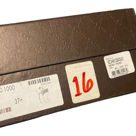 Authentic Gucci Black Pointed Toe Leather Heeled Ankle Booties, Size 7.5/ 37 - Picture 10 of 12